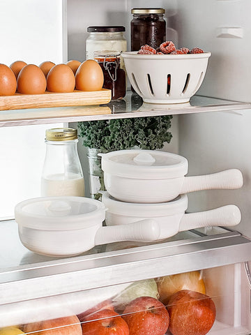 LE TAUCI stackable soup bowls saving cabinet space with elegant styling.