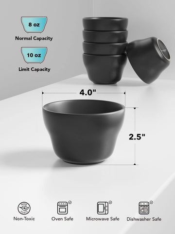LE TAUCI stoneware bowls with maze-black glaze for daily use and serving