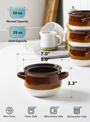LE TAUCI thick-wall bowl keeps soups warmer during meals.