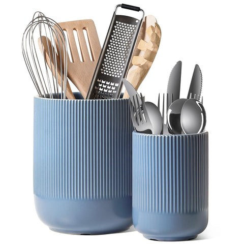 LE TAUCI Utensil Holder large dusty blue front view, keeps spatulas organized for easy cooking