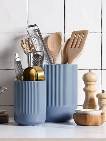 LE TAUCI Utensil Holder on kitchen counter, two piece set enhances organization