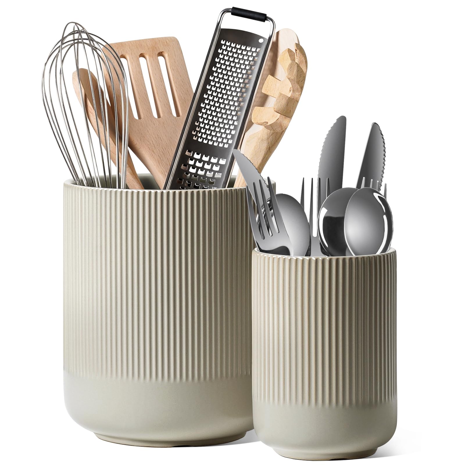 LE TAUCI utensil holder set, large front view for easy access during cooking