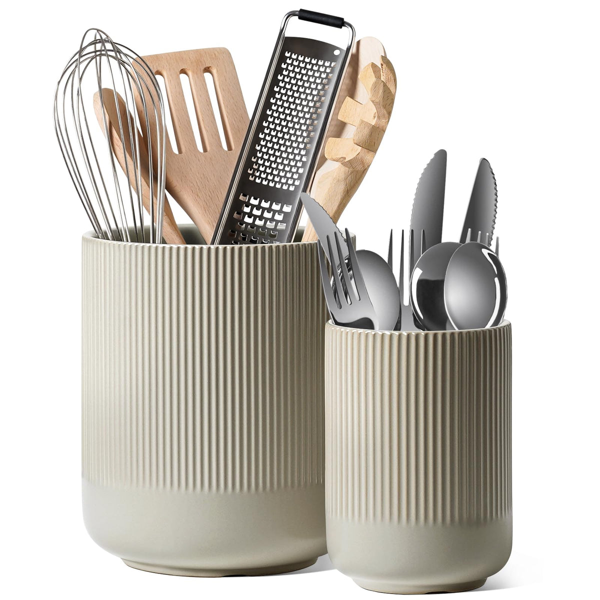 LE TAUCI utensil holder set, large front view for easy access during cooking