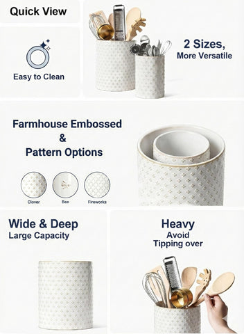 LE TAUCI small Arctic White utensil holder neatly stores cutlery on the counter.