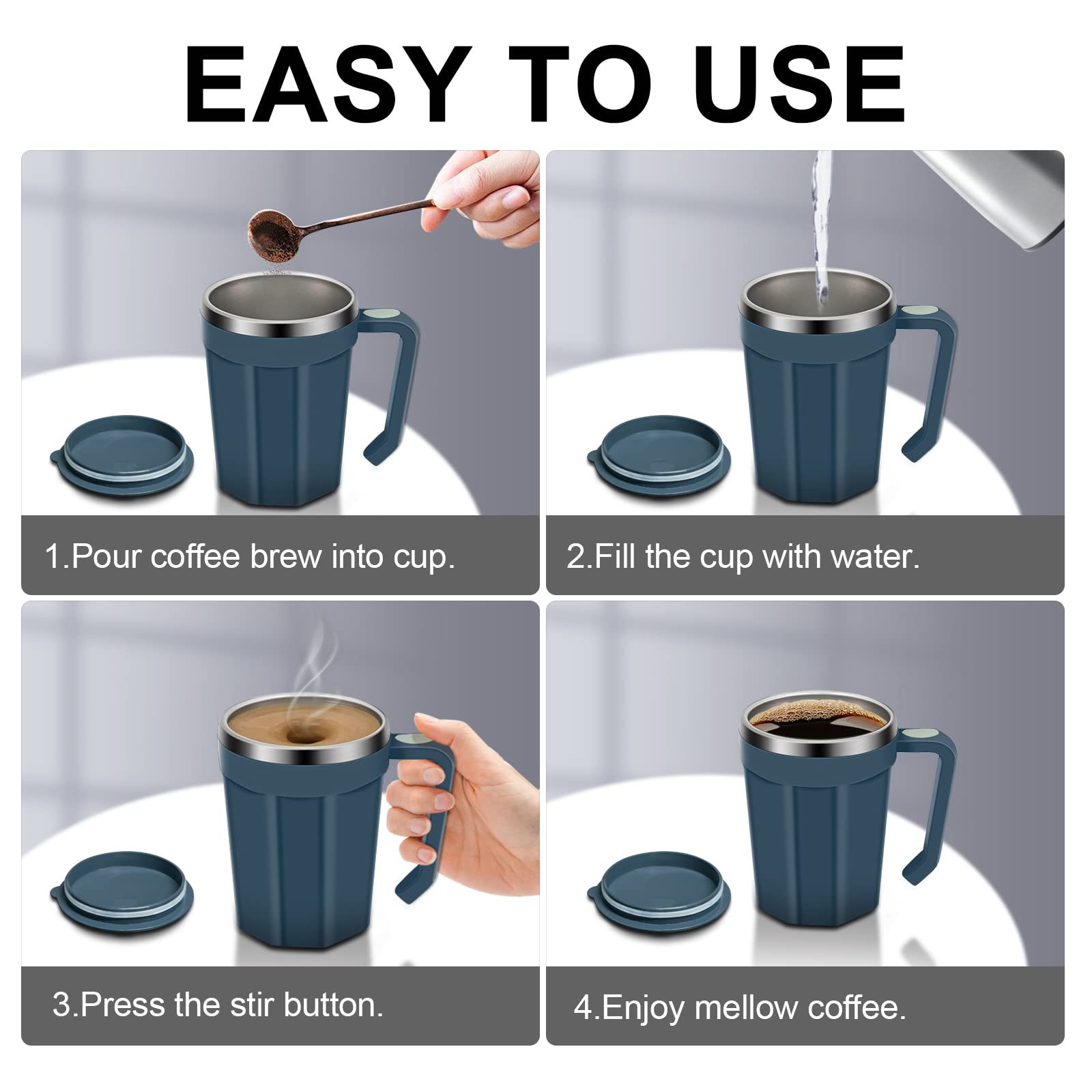LeadYuantop blue mug is travel-friendly for commute or picnics.