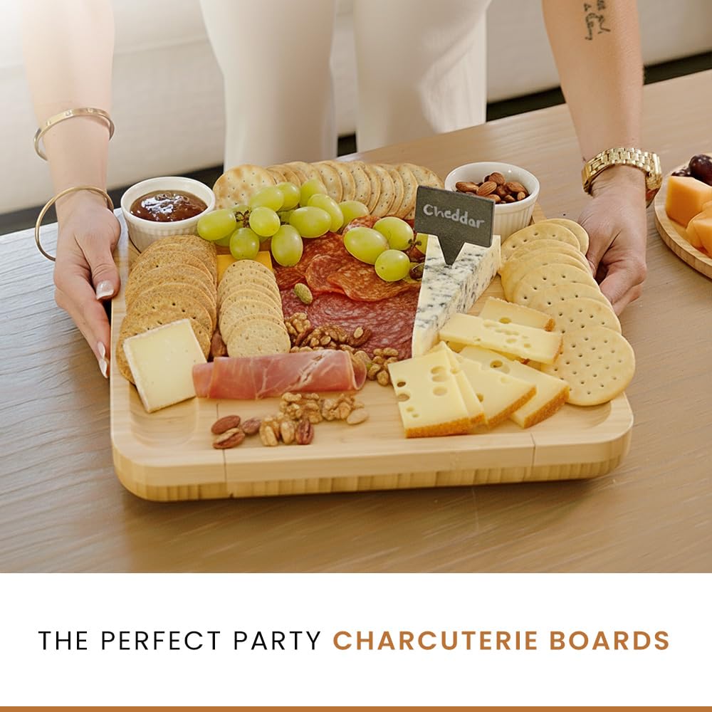 Leaf & Grain charcuterie board assembled on table for entertaining.