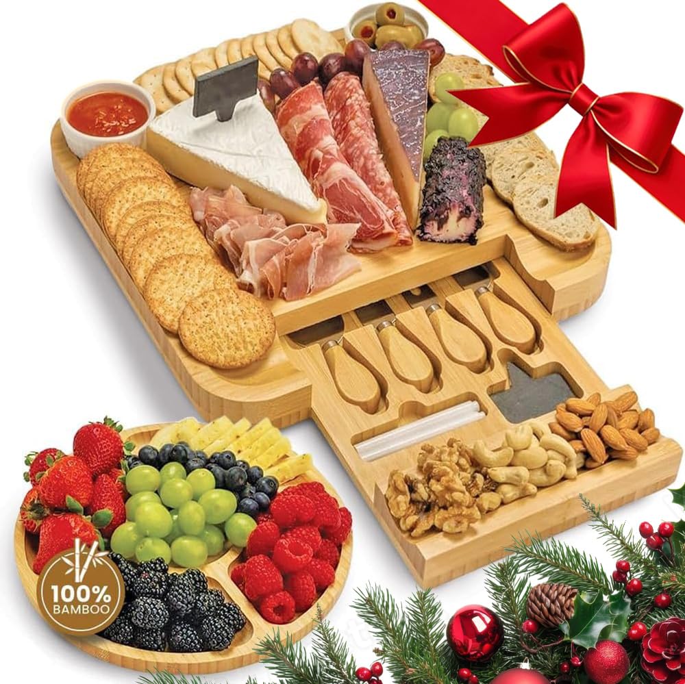 Leaf & Grain charcuterie board top view with spacious surface for meats and cheeses.