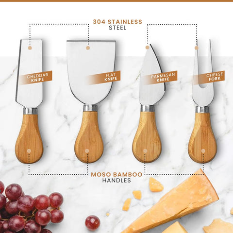 Leaf & Grain gift-ready charcuterie set with natural bamboo finish.