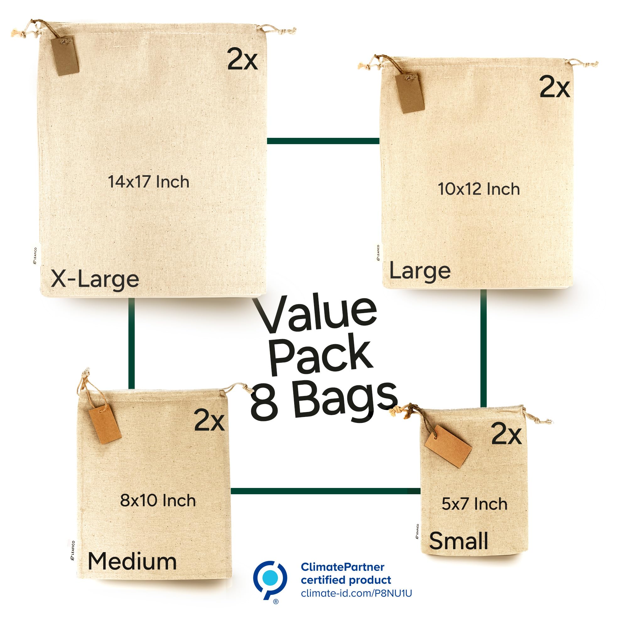 Leafico small muslin sachets for travel organization and toiletries