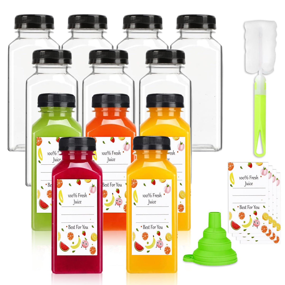 Leaflai clear juice bottle 12oz with durable design for on-the-go beverages.