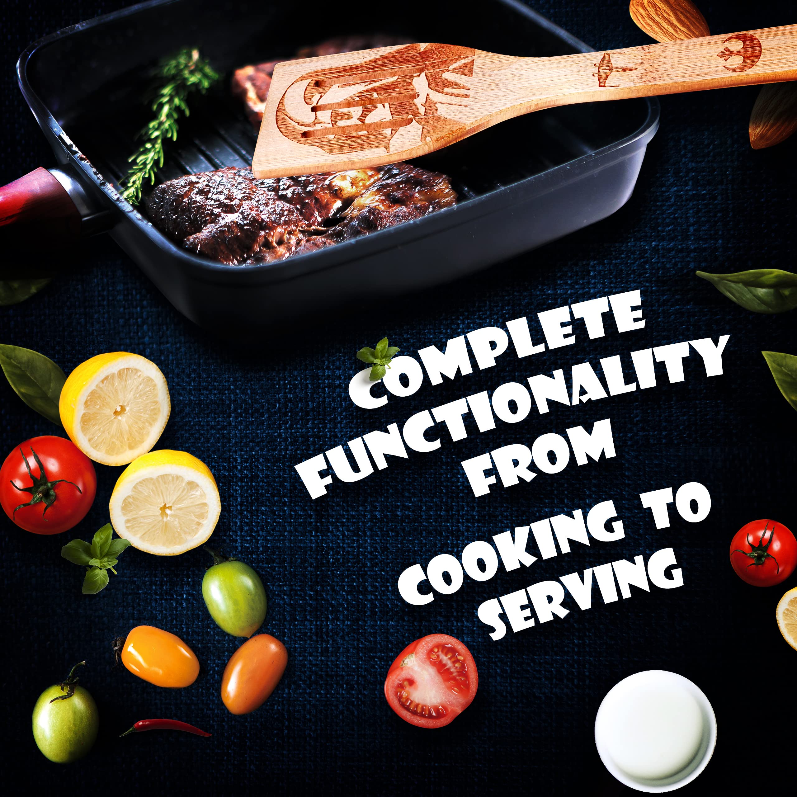 LeafyLane heat-resistant utensils protecting pots and pans during cooking.