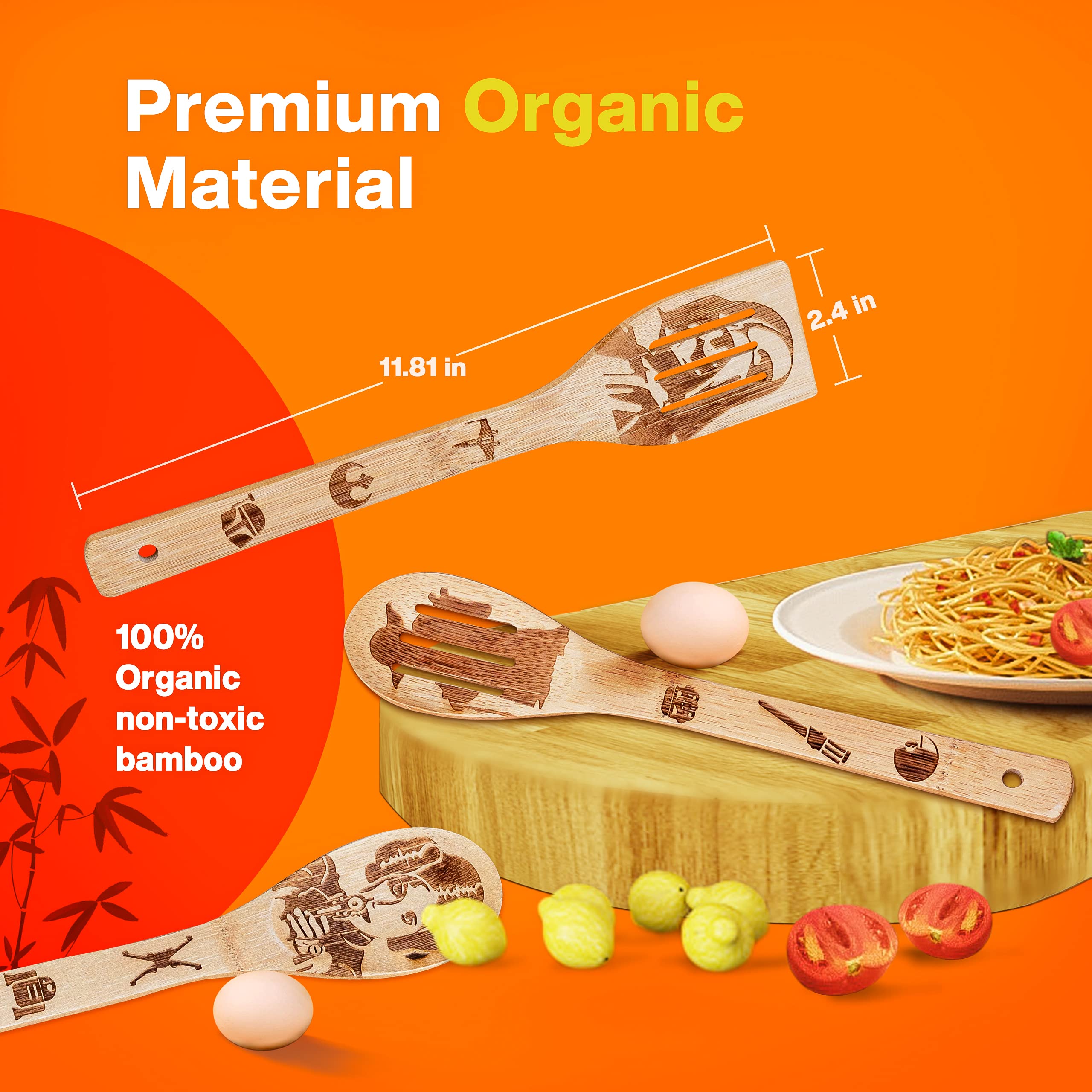 LeafyLane Star Wars wooden spatula close-up, durable and heat-resistant.
