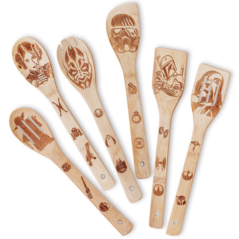 LeafyLane Star Wars wooden spoon set of 6, ideal for stirring and serving.