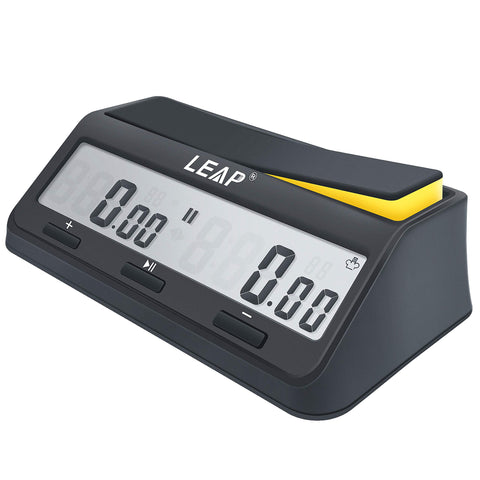LEAP Chess Clock front view with a large display for quick time management.