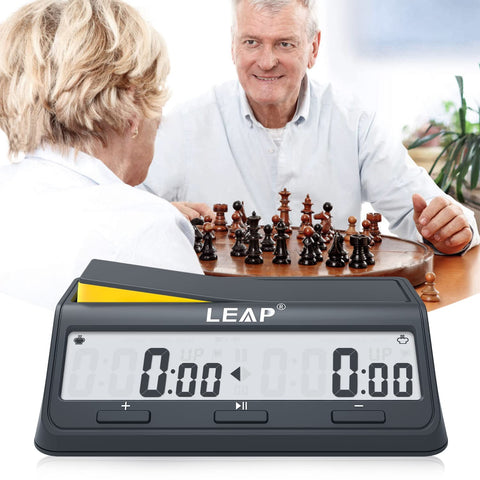 LEAP Chess Clock packaging and contents depicting ready-to-use kit.
