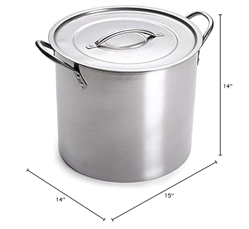 Learn To Brew 5-gallon stock pot with lid, top view emphasizing durable stainless steel for even heating.