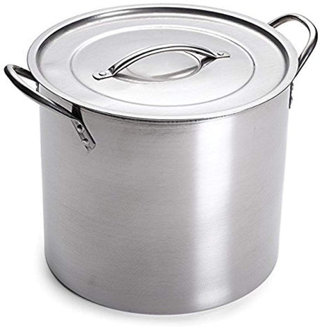 Learn To Brew 5-gallon stainless steel stock pot with lid, ideal for brewing batches.