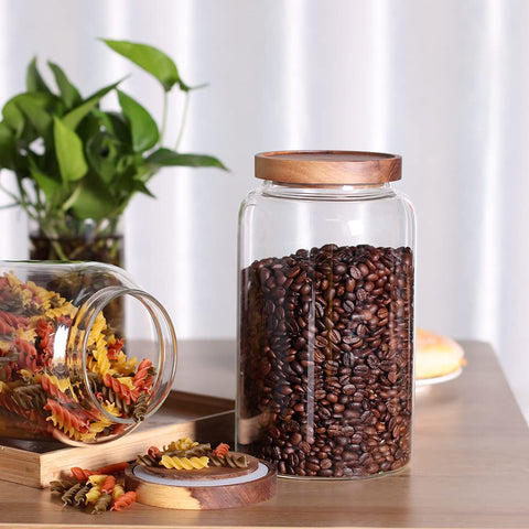 Leaves and Trees Y kitchen corner display with elegant storage jars.