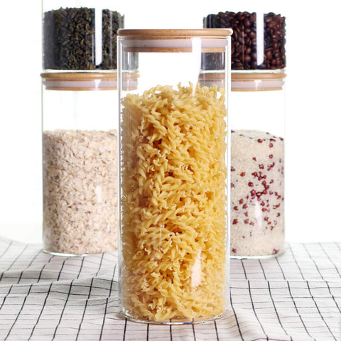Leaves and Trees Y bamboo-lid canisters add minimalist pantry appeal