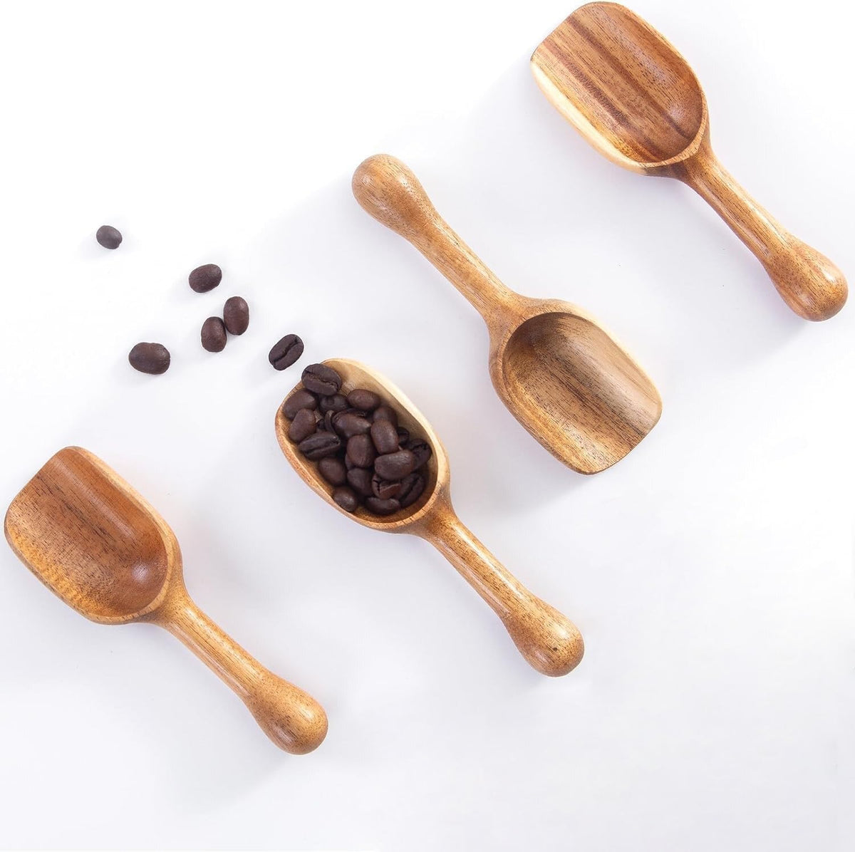 LEBAMI acacia wood coffee scoop for fresh grounds and precise measure
