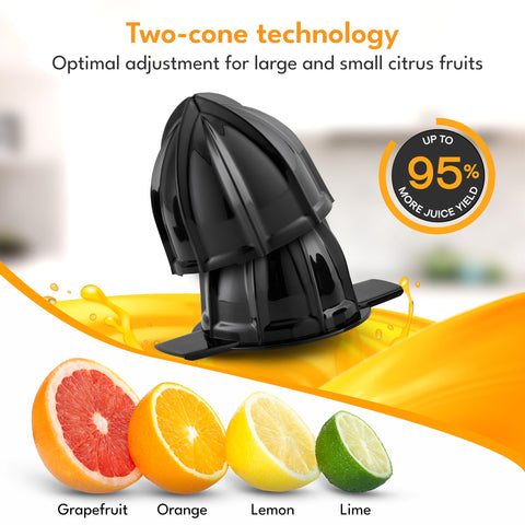 LEBENLANG dual-cone design enables efficient juicing for small and large fruits.