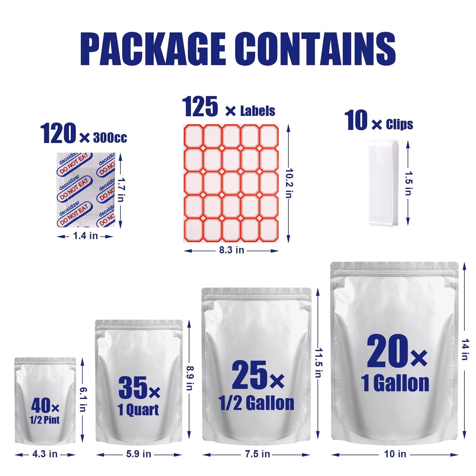 Leboduo 2 quart mylar bag showing seal and labels for organized storage