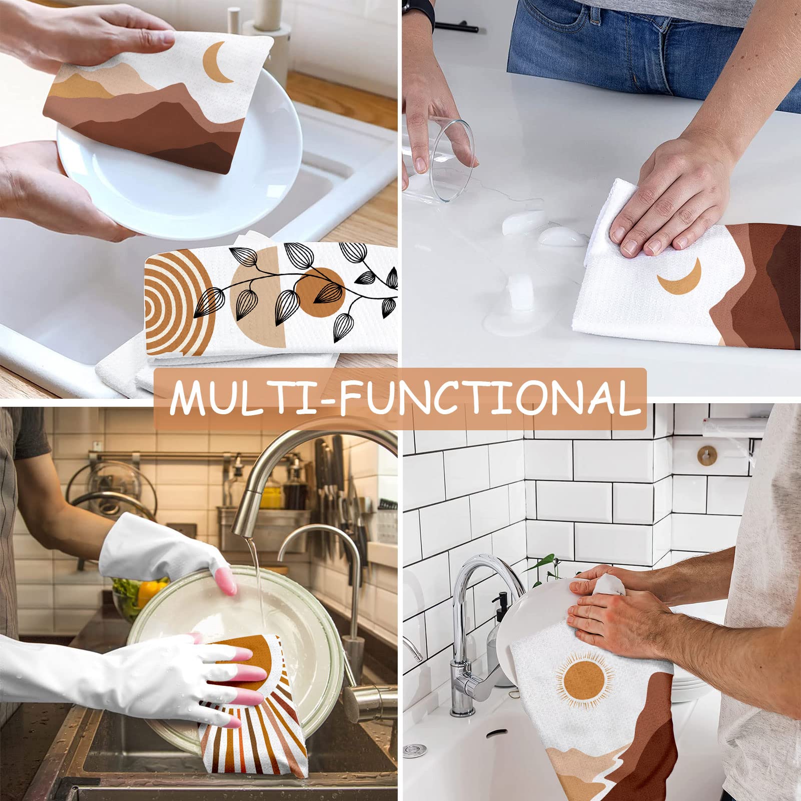 Lebsitey absorbent-microfiber towel dries dishes gently without scratching.