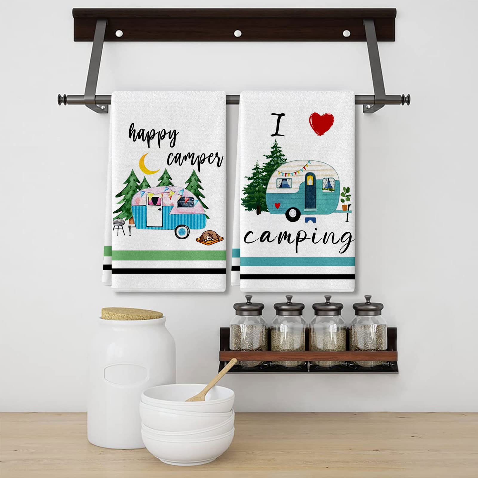 Lebsitey towels lets-get-toasted pattern for cozy camp moments.