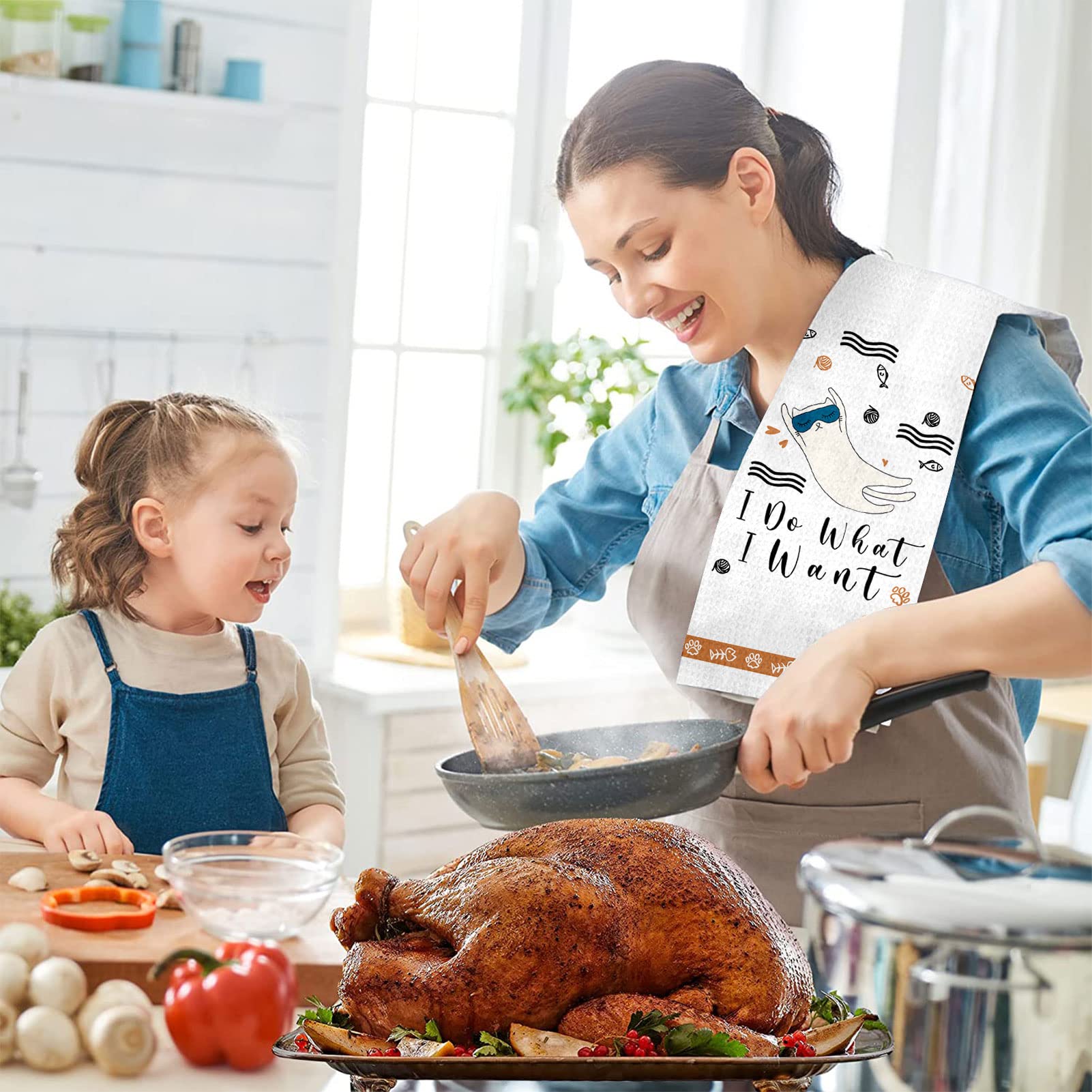 Lebsitey cat kitchen towels absorbent for drying dishes and wiping spills.