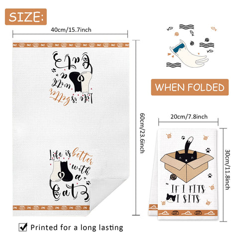 Lebsitey cat towels packaging 4-piece set ready for gifting.