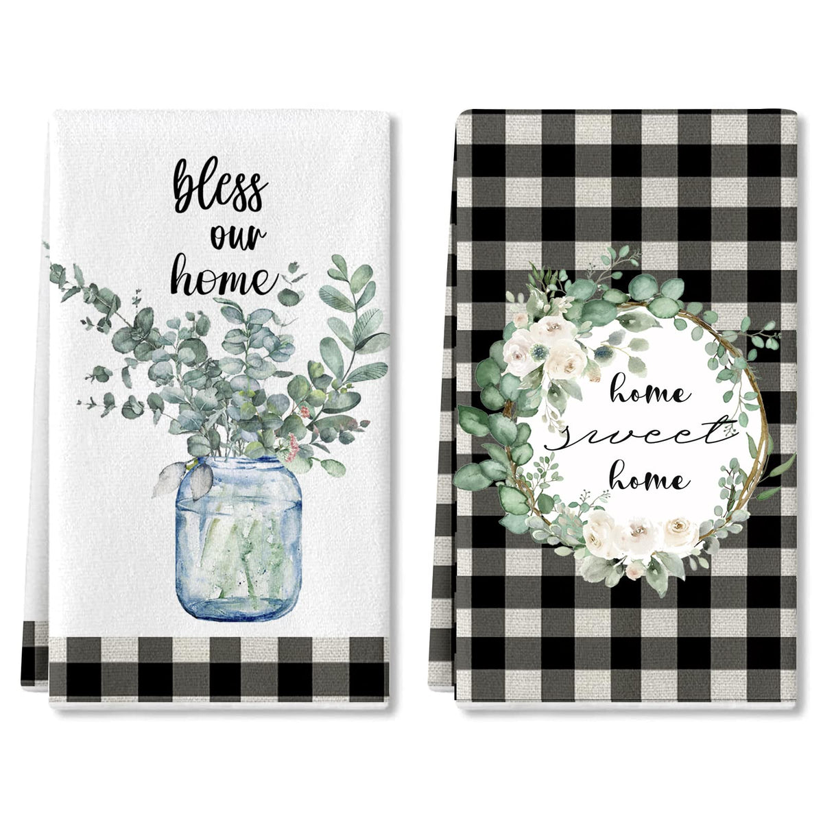 Lebsitey Eucalyptus Leaves dish towel: soft microfiber for gentle dish drying.