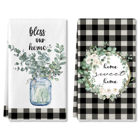 Lebsitey Eucalyptus Leaves dish towel: soft microfiber for gentle dish drying.