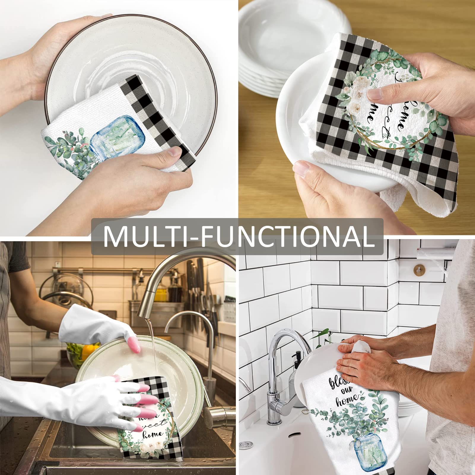 Lebsitey Home Sweet Home quote towel: decorative and functional in the kitchen.