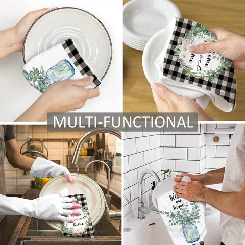 Lebsitey Home Sweet Home quote towel: decorative and functional in the kitchen.