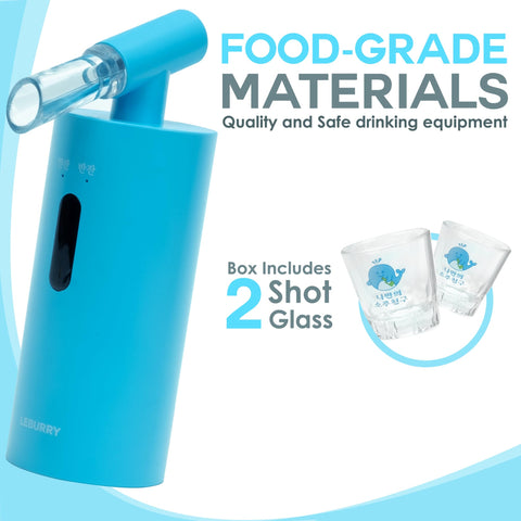 Leburry dispenser with two shot glasses included for sharing moments
