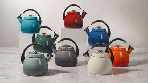 Le Creuset Cloche Kettle works on all cooktops for versatile use