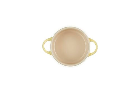 Le Creuset Soleil 8oz interior closeup, smooth enamel for easy food release.