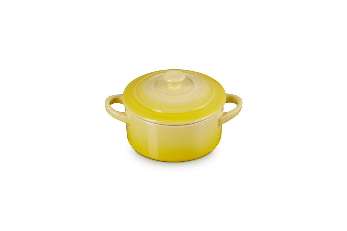 Le Creuset Soleil 8oz mini round cocotte top view for elegant individual servings.