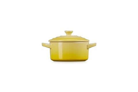 Le Creuset Soleil enamel glaze closeup highlighting nonporous surface.