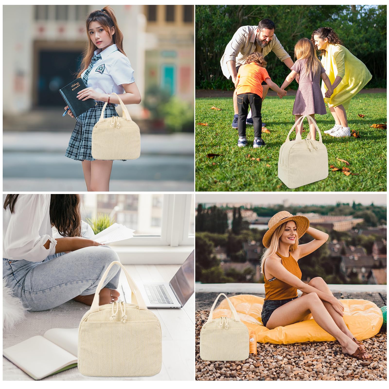 LEDAOU corduroy lunch bag gift-ready packaging for friends or loved ones.