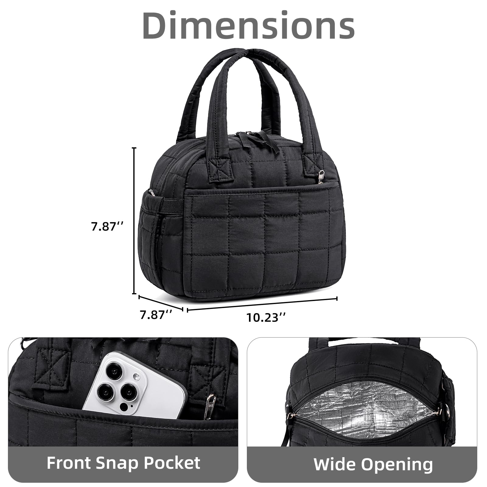LEDAOU daily-use-lunch-bag-black suits work, school, and travel.