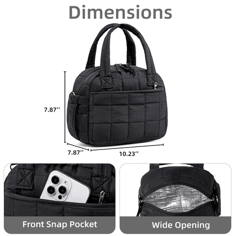 LEDAOU daily-use-lunch-bag-black suits work, school, and travel.