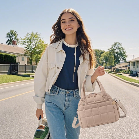 LEDAOU lunch bag with adjustable strap side shot, convenient for commute