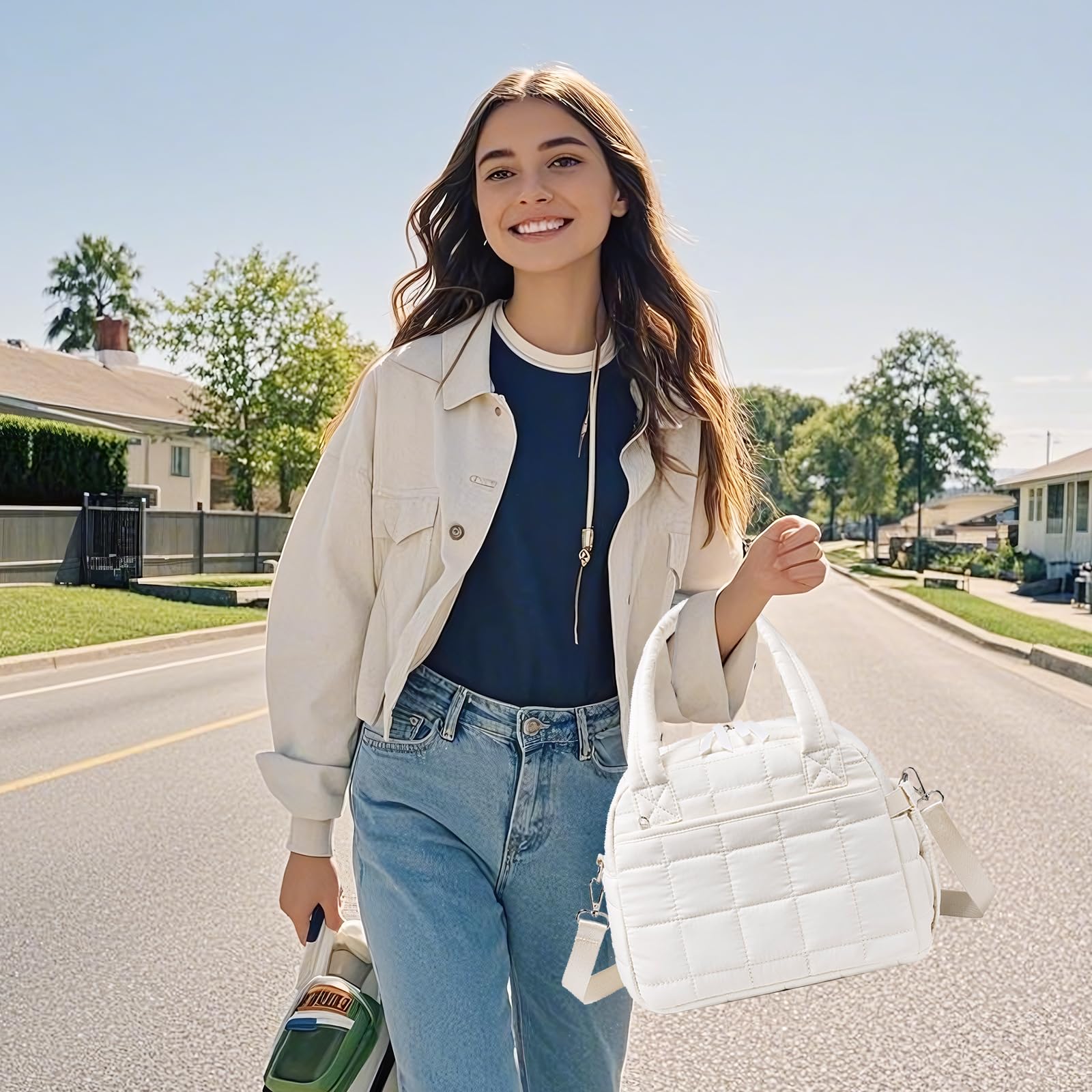 LEDAOU lunch bag with adjustable strap for comfortable hands-free commuting
