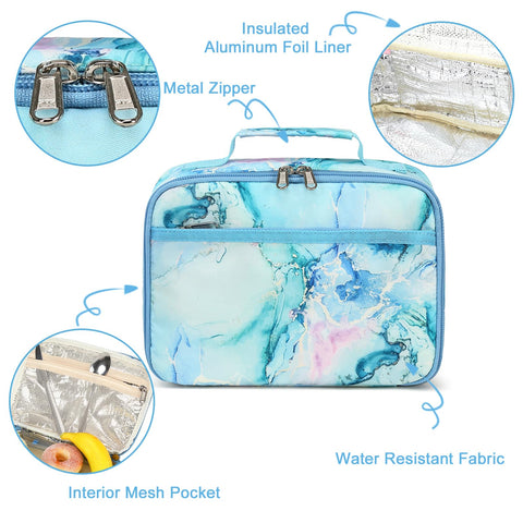 LEDAOU Marble Blue lunch bag is lightweight for effortless everyday use.
