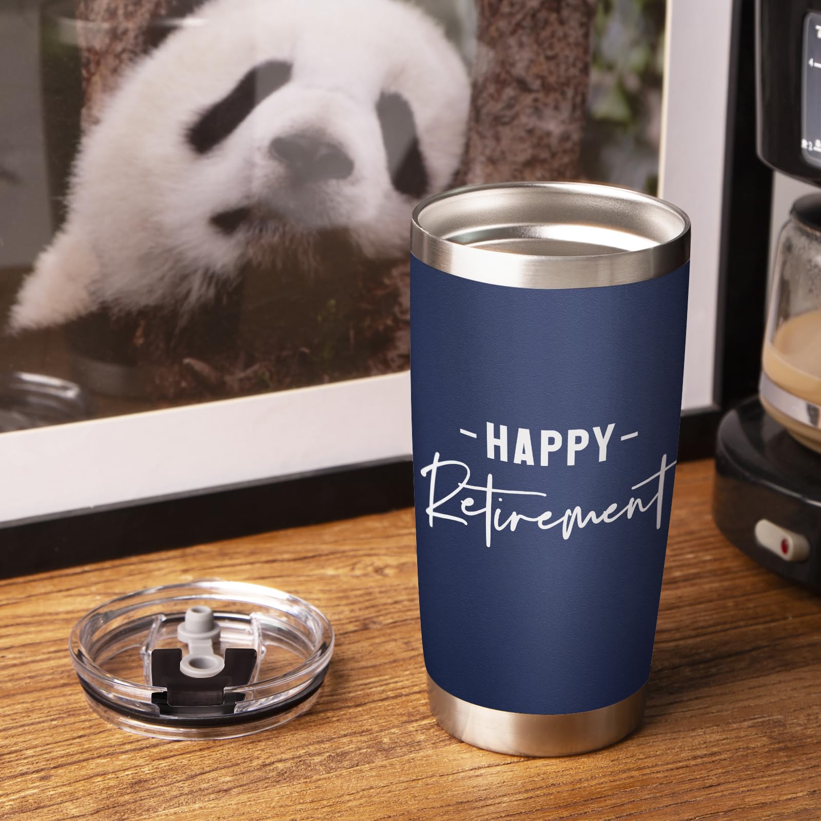 Leebbsin retirement tumbler with spill-resistant lid helps avoid spills.
