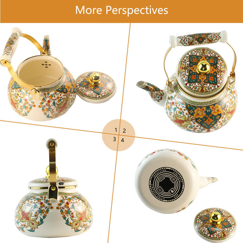 Leebright tea kettle ceramic handle closeup, comfortable grip during pouring