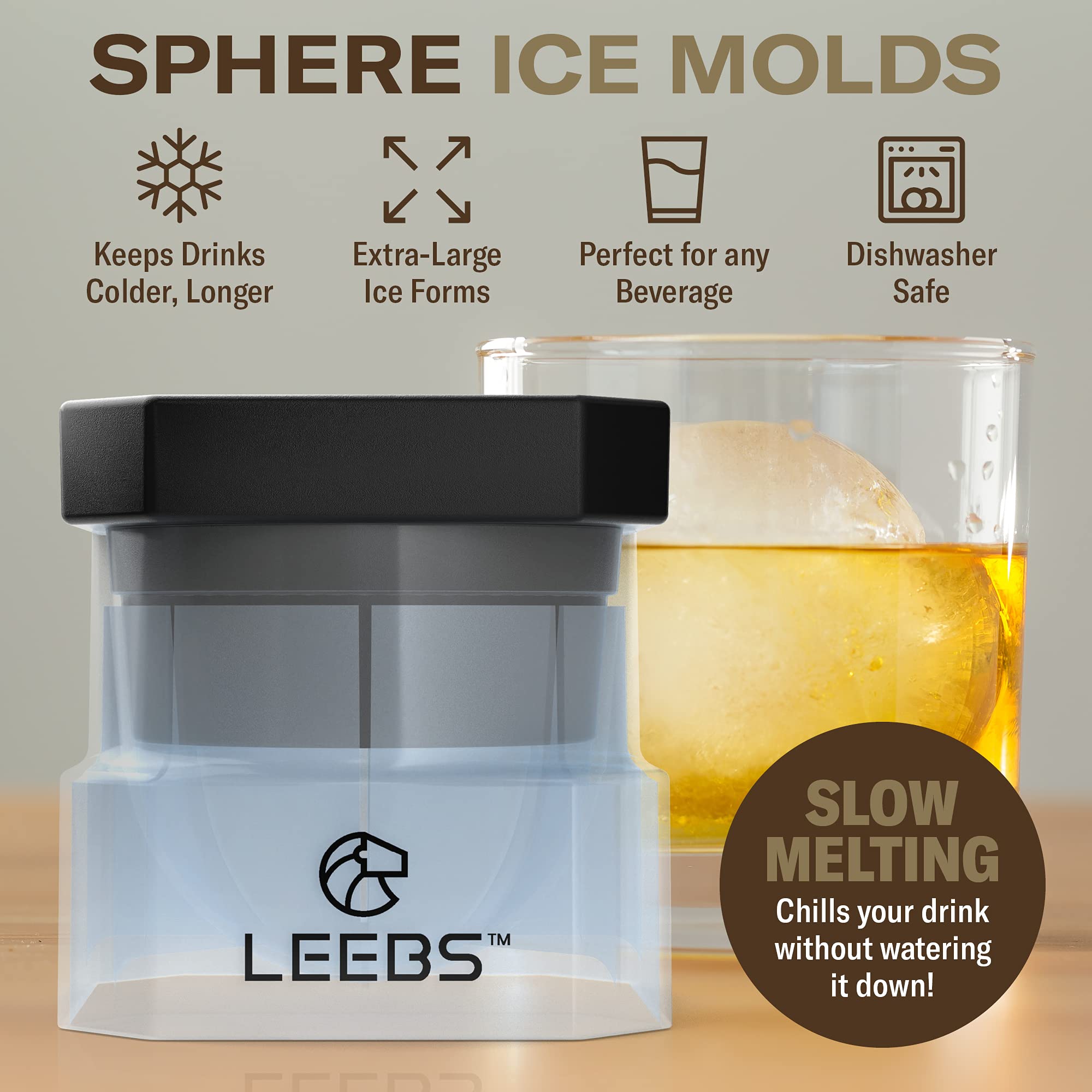 LEEBS dishwasher-safe ice ball mold for convenient cleaning after entertaining