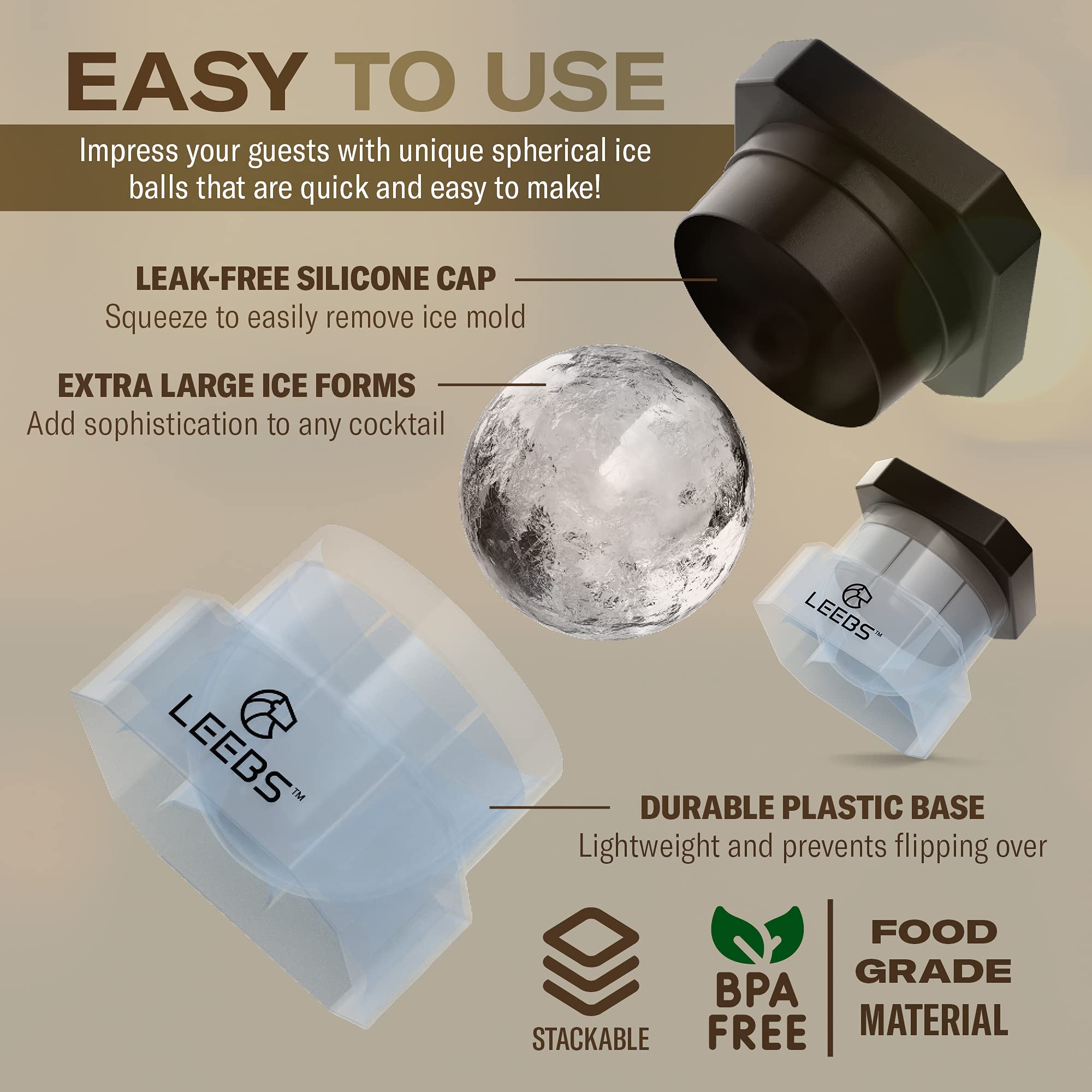 LEEBS slow-melting design preserves flavor in cocktails and bourbon without quick dilution