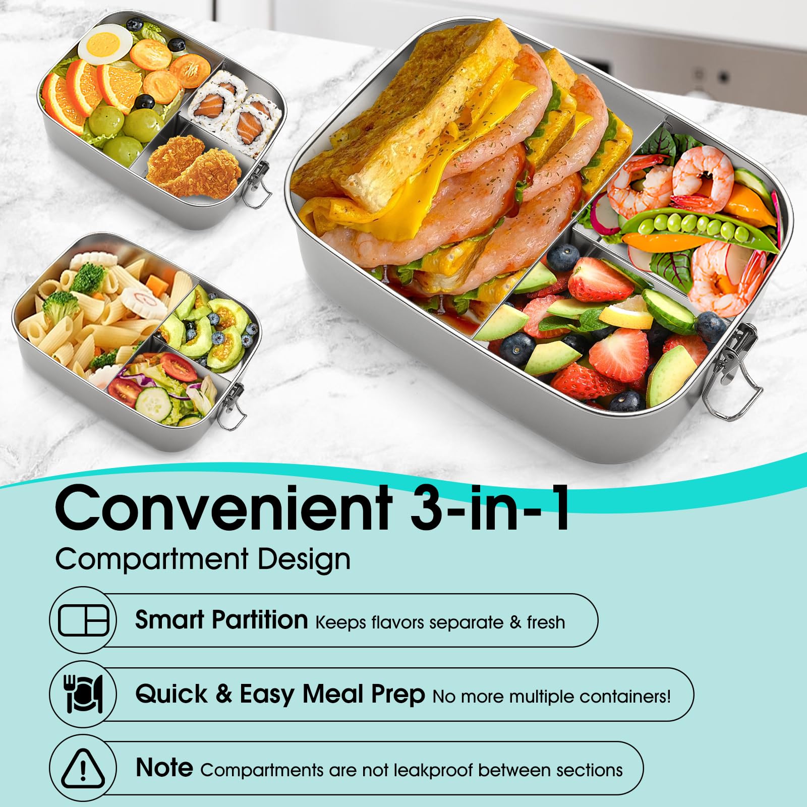LEEPENK includes a 2.47oz condiment cup for sauces and dressings
